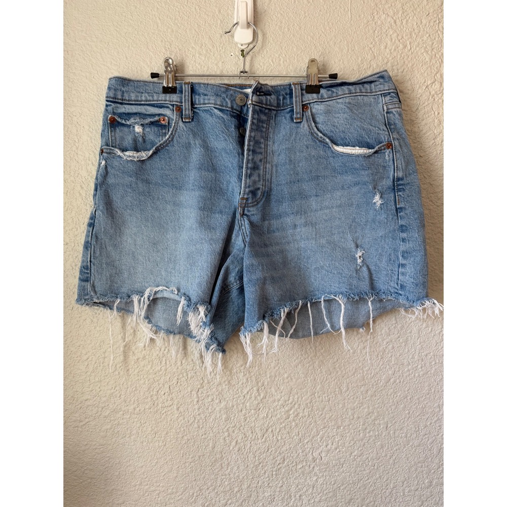 Abercrombie & Fitch The 90s Baggy Short Low Rise Light Wash Distressed Size 34